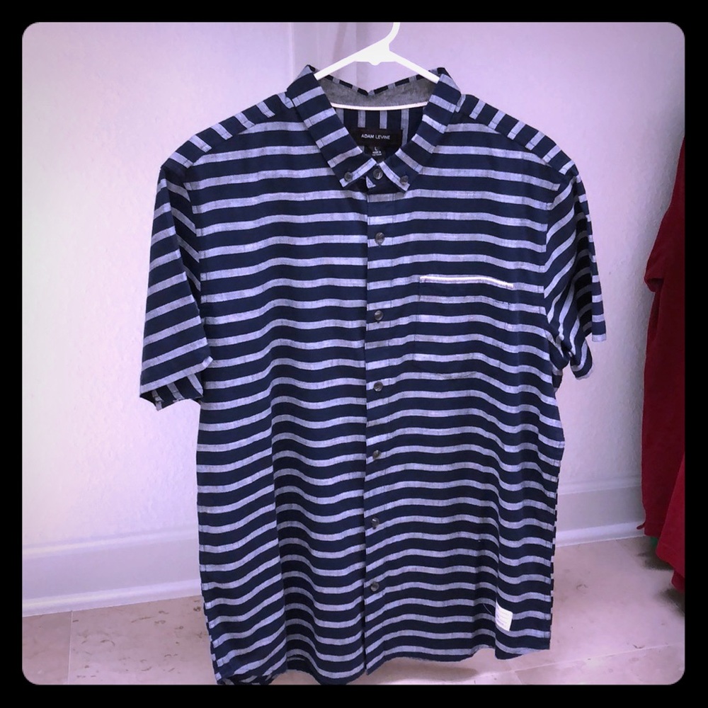 Blue and Grey horizontal stripped shirt